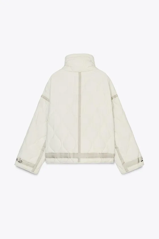 Zara Непромокаемая стеганая куртка — коллекция zw - Цвет экрю