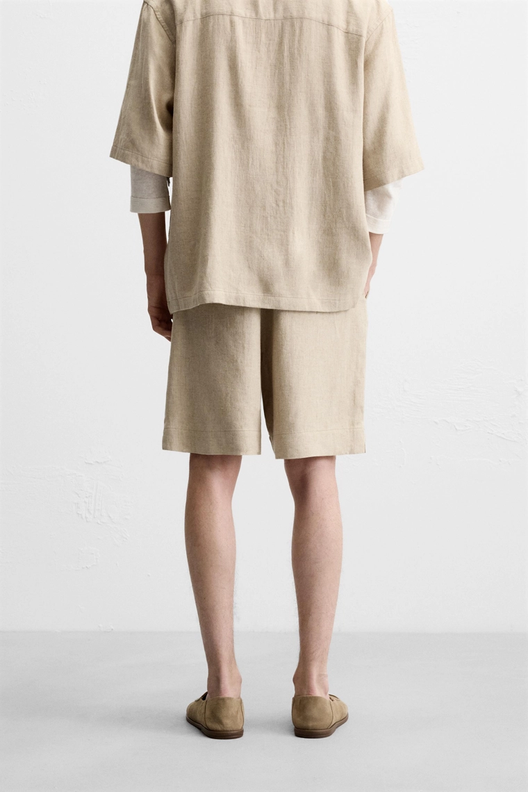 Бермуды в стиле oversize из льняно-вискозной ткани