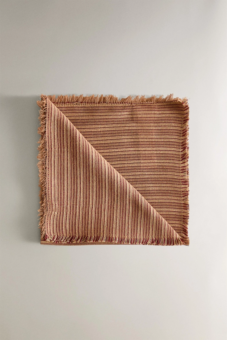 Набор полосатых хлопковых салфеток с бахромой