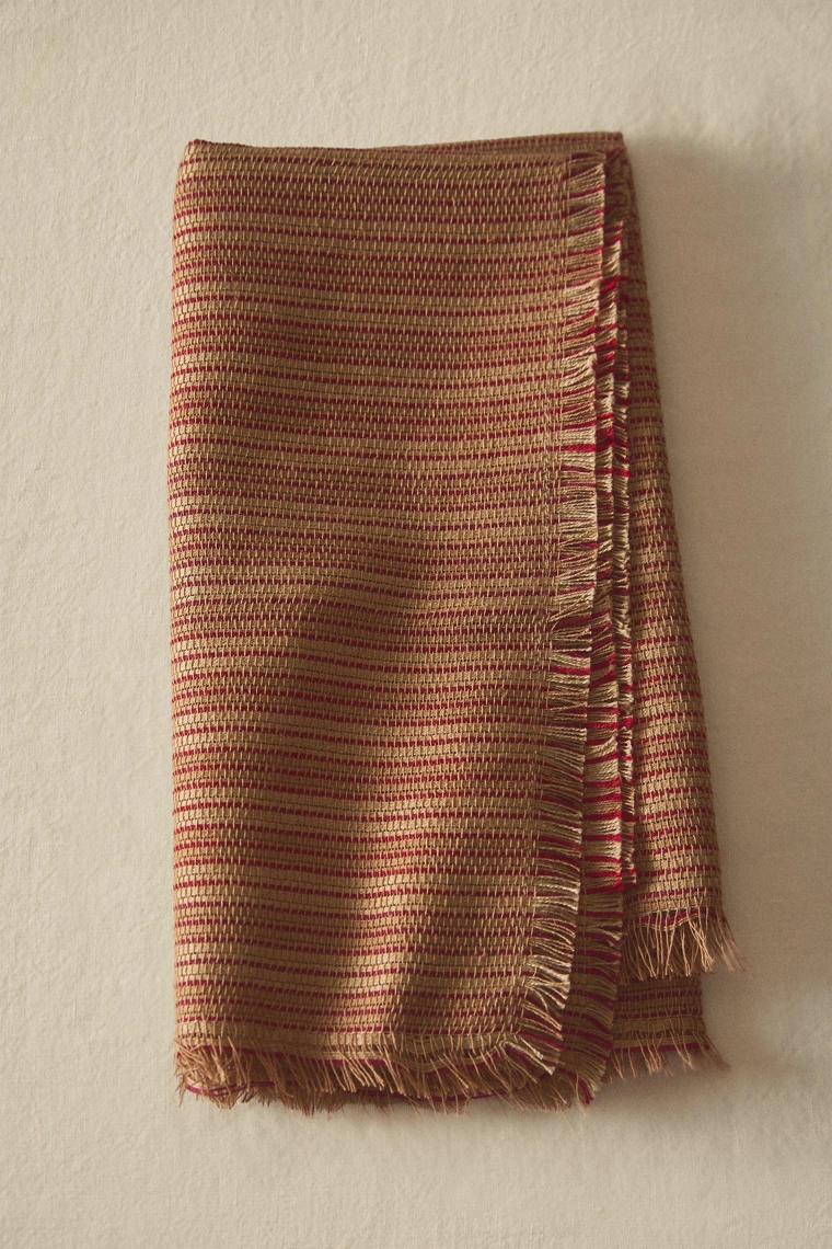 Набор полосатых хлопковых салфеток с бахромой