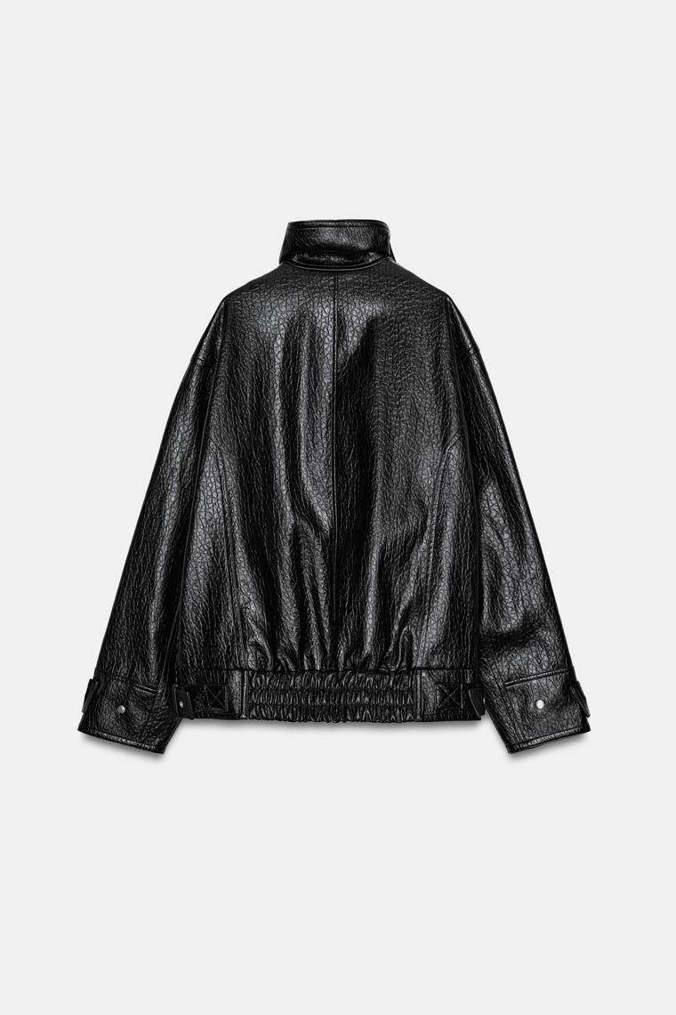 Куртка oversize с эффектом кожи коллекции zara woman