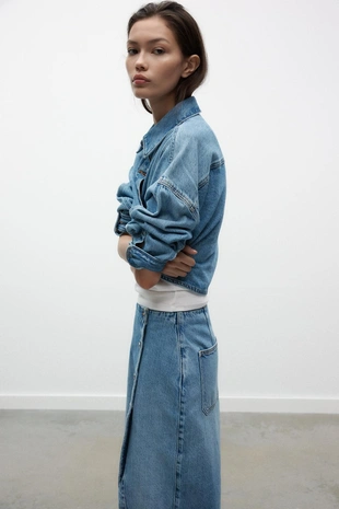 Укороченная джинсовая рубашка Z1975 оверсайз- Заказать в России