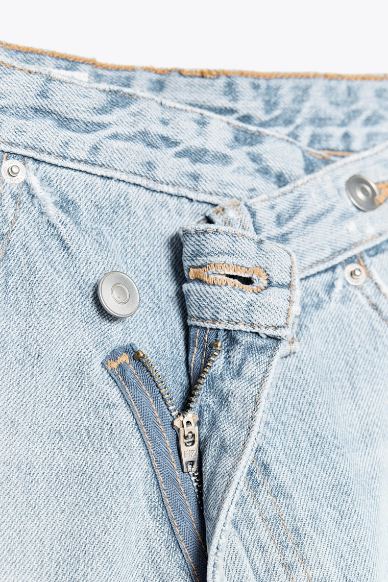 Джинсы с высокой посадкой и широкими штанинами zara trf с завязкой на талии
