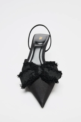 Туфли-мюли на среднем тонком каблуке с бантом- Заказать в России