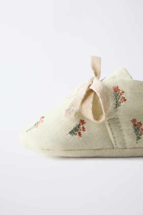 Хлопковые ботиночки с цветочным узором