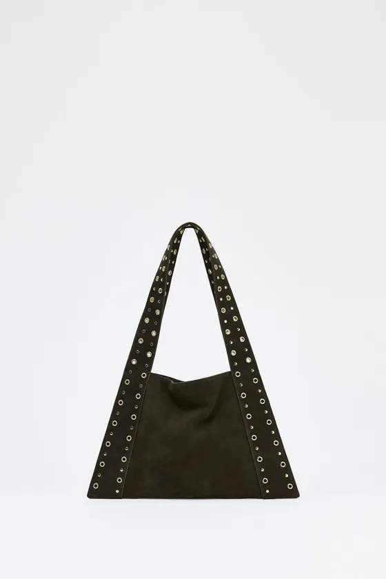 Zara Замшевая сумка с заклепками - Цвет коричневый - brown | 6263/510