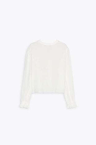 Укороченная блуза с ажурной вышивкой- Заказать в России