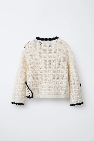 Свитер из кружева кроше с цветочным узором- Заказать в России