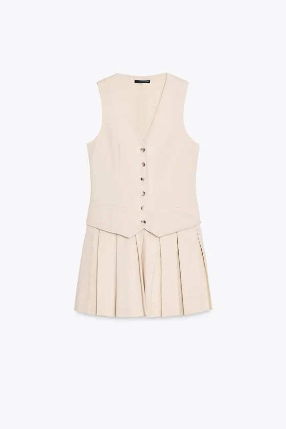 КОРОТКОЕ ПЛАТЬЕ В ПОЛОСКУ СО СКЛАДКАМИ