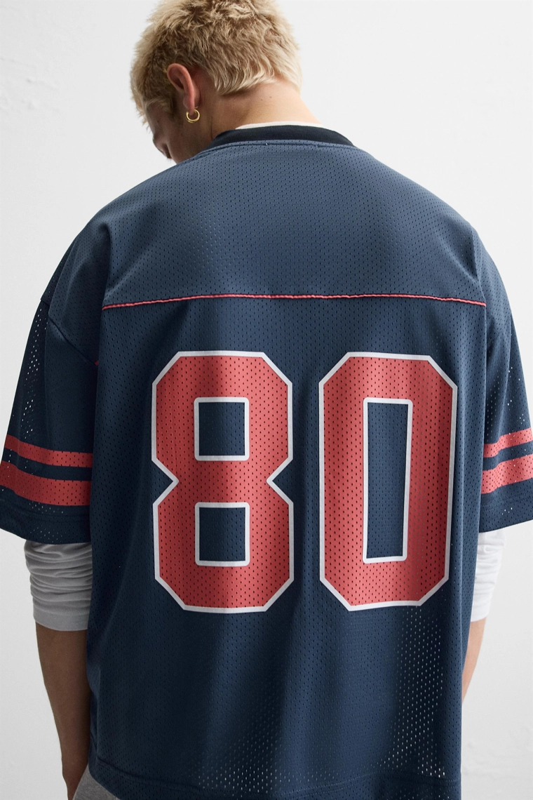 Футболка с открытой текстурой varsity