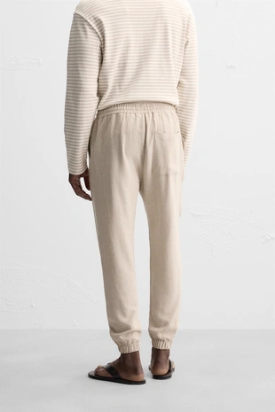 Брюки свободного кроя из вискозы и льна- Заказать в России