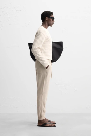 Брюки свободного кроя из вискозы и льна- Заказать в России