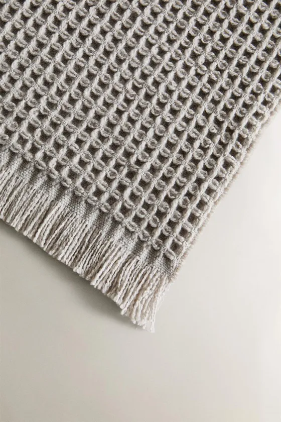 Плед вафельной вязки