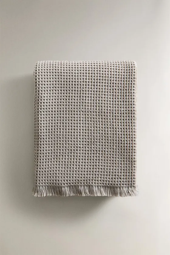 Плед вафельной вязки