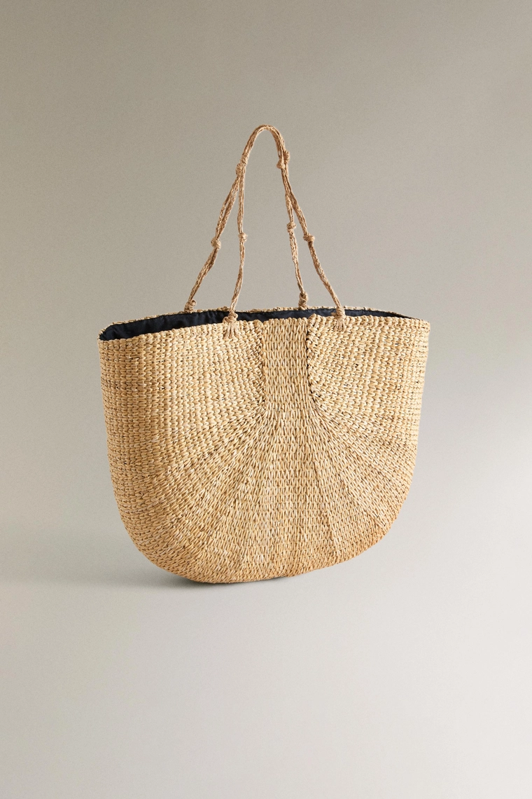 Соломеная сумка-торба с узлами
