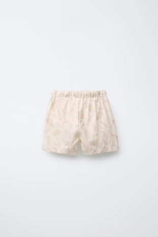 Шорты-бермуды из смесового льна с нашивками- Заказать в России