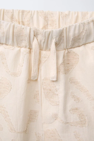 Шорты-бермуды из смесового льна с нашивками- Заказать в России