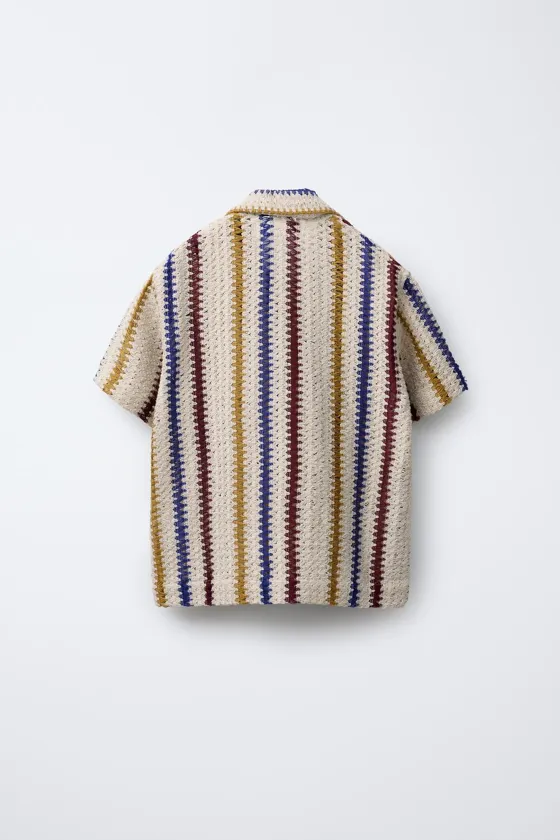 РУБАШКА В ПОЛОСКУ ИЗ КРУЖЕВА КРОШЕ