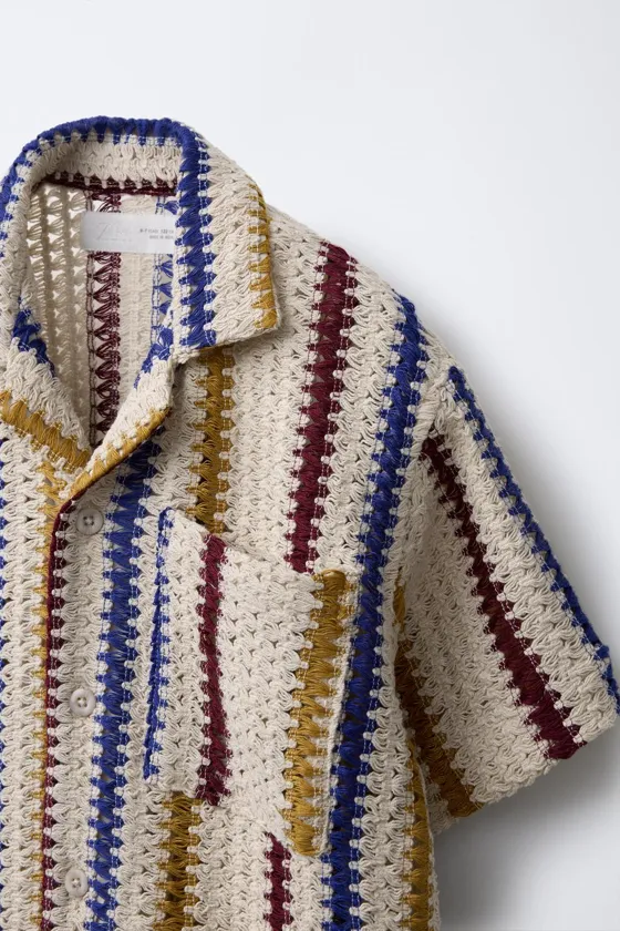 РУБАШКА В ПОЛОСКУ ИЗ КРУЖЕВА КРОШЕ