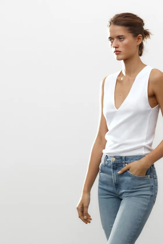 ДЖИНСЫ BOOTCUT CROPPED С ВЫСОКОЙ ПОСАДКОЙ — ZW COLLECTION