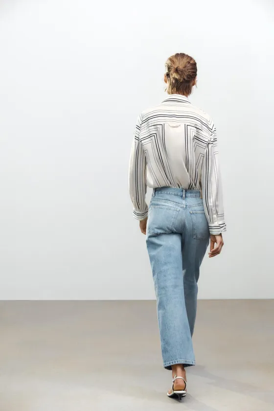 УКОРОЧЕННЫЕ ДЖИНСЫ ПРЯМОГО КРОЯ С ВЫСОКОЙ ПОСАДКОЙ — ZW COLLECTION