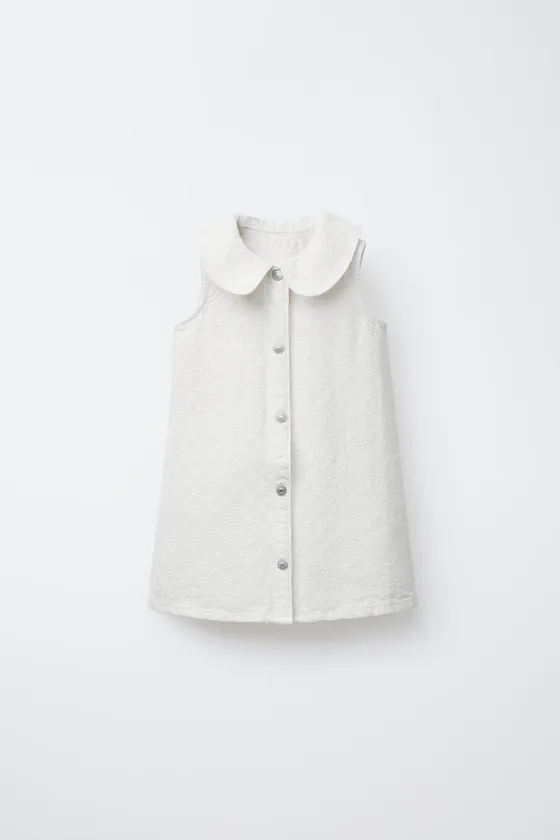 ПЛАТЬЕ ИЗ ТВИЛА С ЦВЕТОЧНОЙ ВЫШИВКОЙ