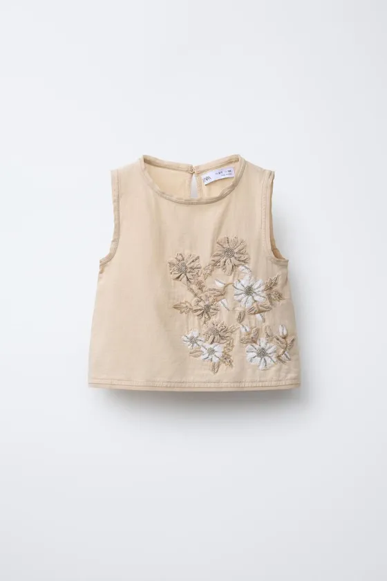 ТОП ИЗ СМЕСОВОГО ЛЬНА С ЦВЕТОЧНОЙ ВЫШИВКОЙ