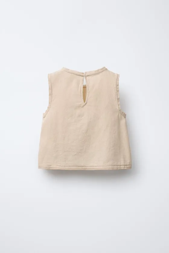 ТОП ИЗ СМЕСОВОГО ЛЬНА С ЦВЕТОЧНОЙ ВЫШИВКОЙ