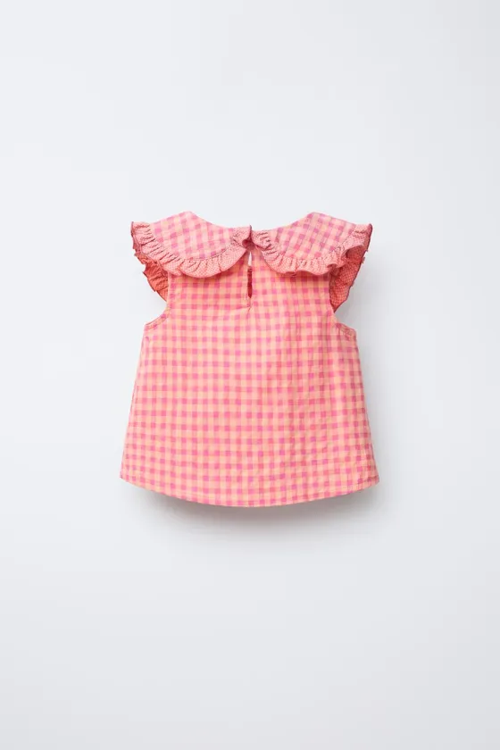 БЛУЗА В КЛЕТКУ С ВЫШИВКОЙ