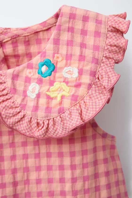 БЛУЗА В КЛЕТКУ С ВЫШИВКОЙ