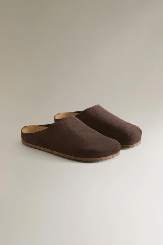 Классические кожаные сабо zara