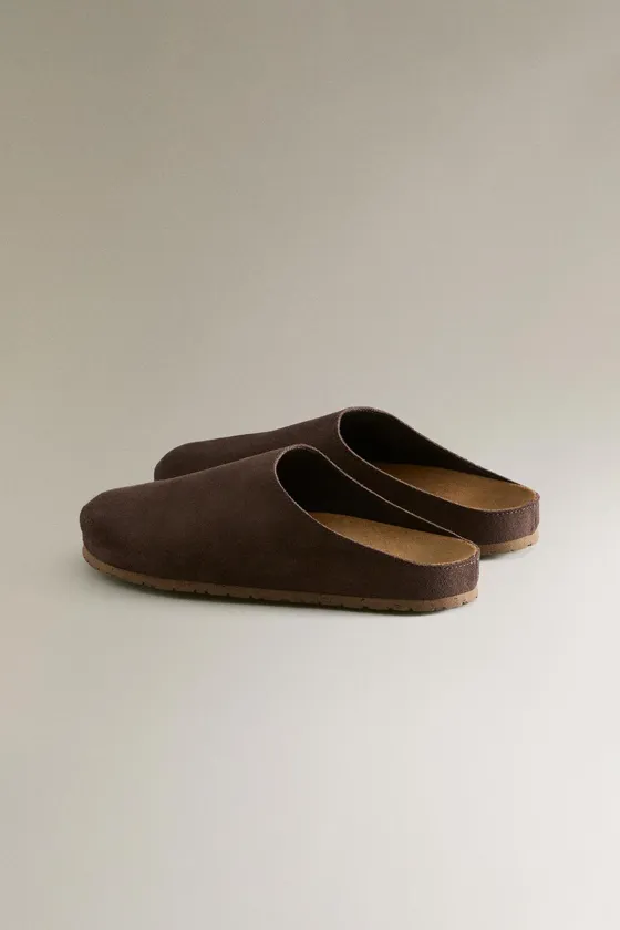 Классические кожаные сабо zara