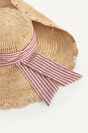 Шляпа с широкими полями и бантом в полоску- Заказать в России