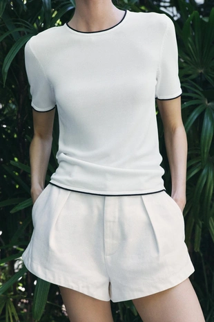 Трикотажный топ с окантовкой- Заказать в России