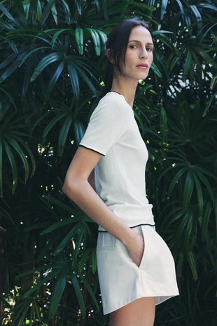 Трикотажный топ с окантовкой- Заказать в России