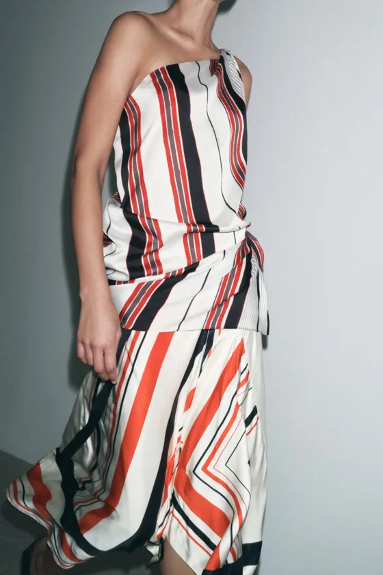 ЮБКА АСИММЕТРИЧНОГО КРОЯ В ПОЛОСКУ — ZW COLLECTION