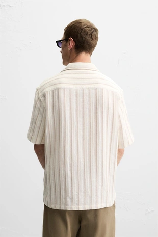 Рубашка из рельефной ткани в полоску- Заказать в России
