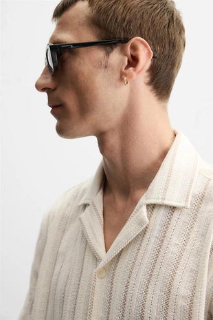 Рубашка из рельефной ткани в полоску- Заказать в России