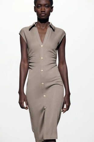 Платье-рубашка из пике- Заказать в России