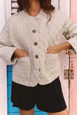 Стеганая куртка из смесового льна