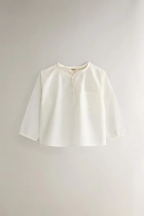 Детский хлопковый блузон прямого покроя zara