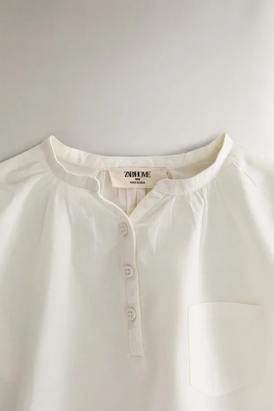 Детский хлопковый блузон прямого покроя zara