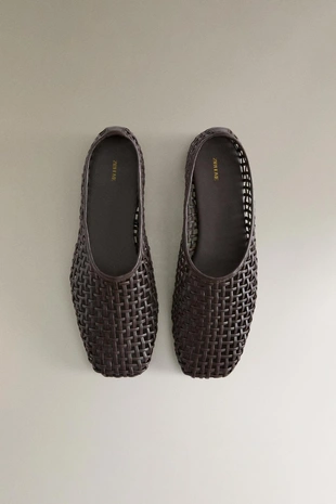 Плетеные балетки из кожи- Заказать в России