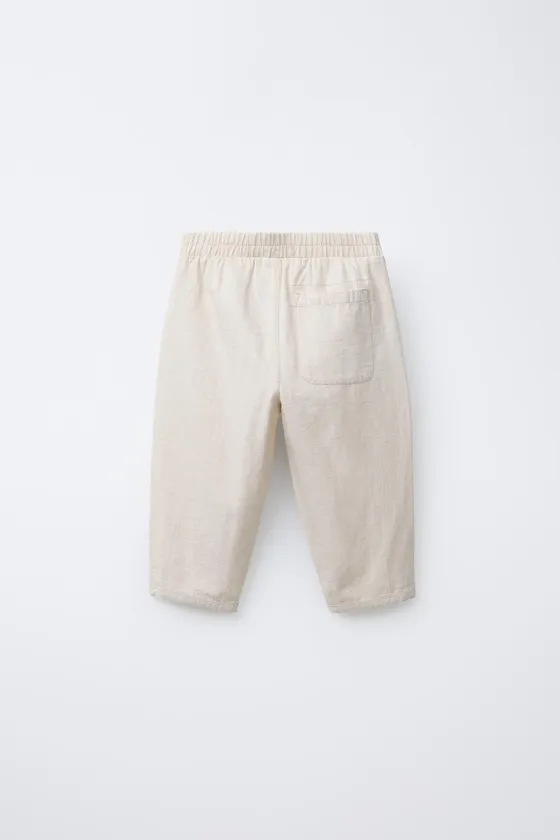 БРЮКИ BAGGY ИЗ СМЕСОВОГО ЛЬНА С ПУГОВИЦАМИ