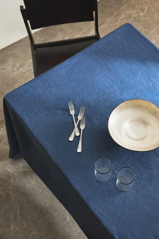 Полосатый полированный льняной скатерть