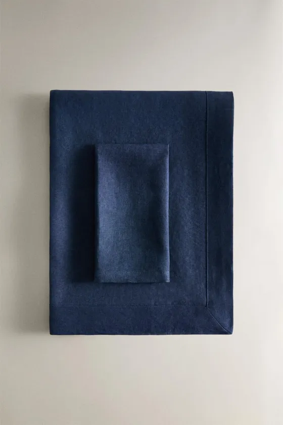 Полосатый полированный льняной скатерть