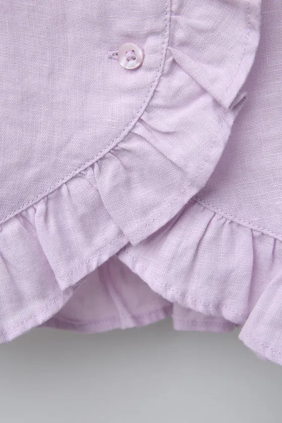 БЛУЗА ИЗ 100% ЛЬНА С ВОЛАНАМИ