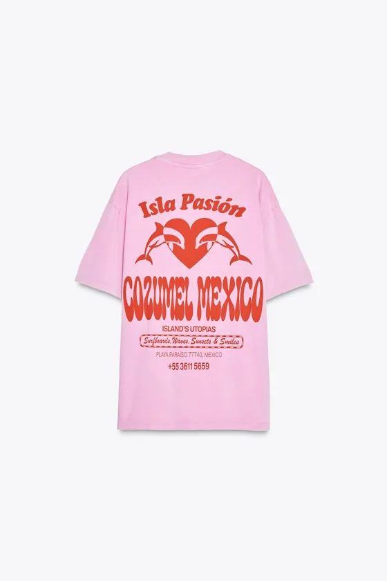 ФУТБОЛКА С ЭФФЕКТОМ ПОТЕРТОСТИ И ПРИНТОМ