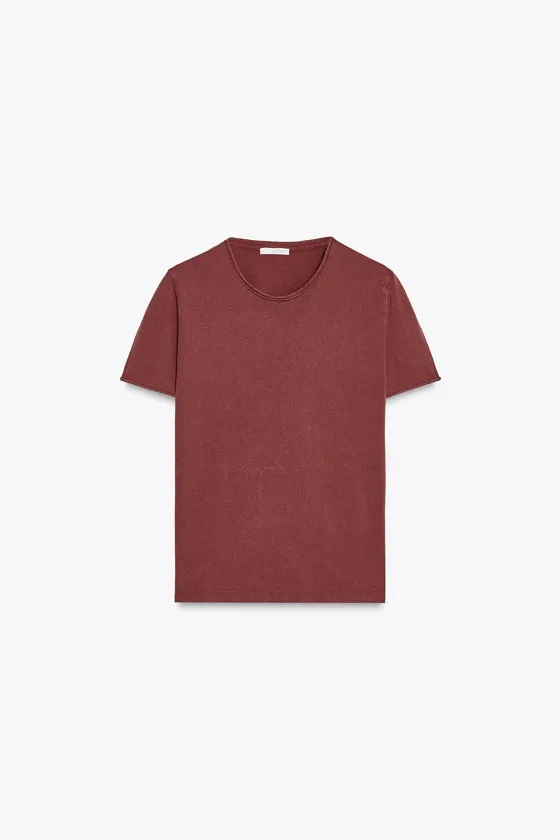 ФУТБОЛКА ИЗ ТКАНИ С ЭФФЕКТОМ ПОТЕРТОСТИ