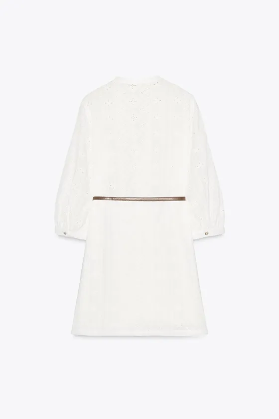 МИНИ-ПЛАТЬЕ С АЖУРНОЙ ВЫШИВКОЙ